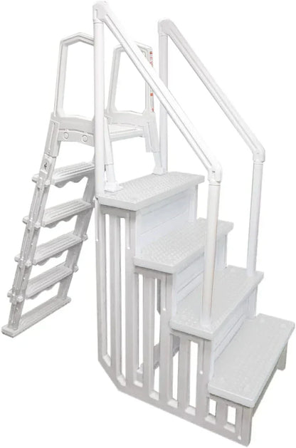 Select Anti-Slip in-Pool Steps | Gray | for Above Ground Swimming Pools | Can Mount to Decks 48" to 54" H | Safety Stairs Capacity Up to 300 lbs