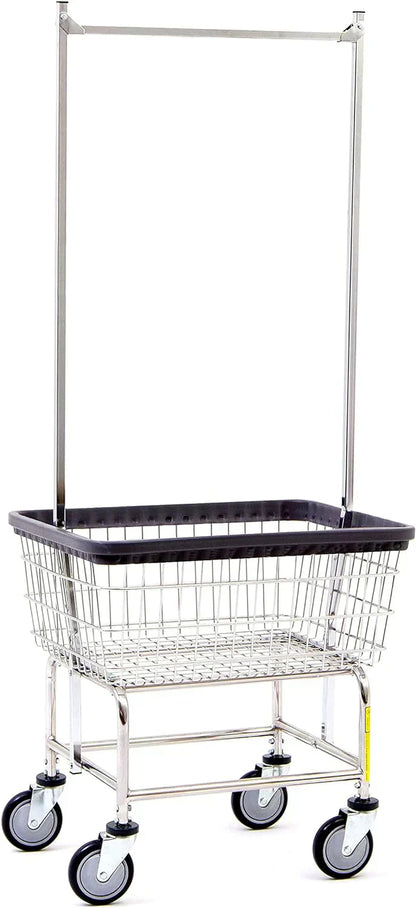 Heavy Duty Wire Laundry Cart with Double Rod Rack