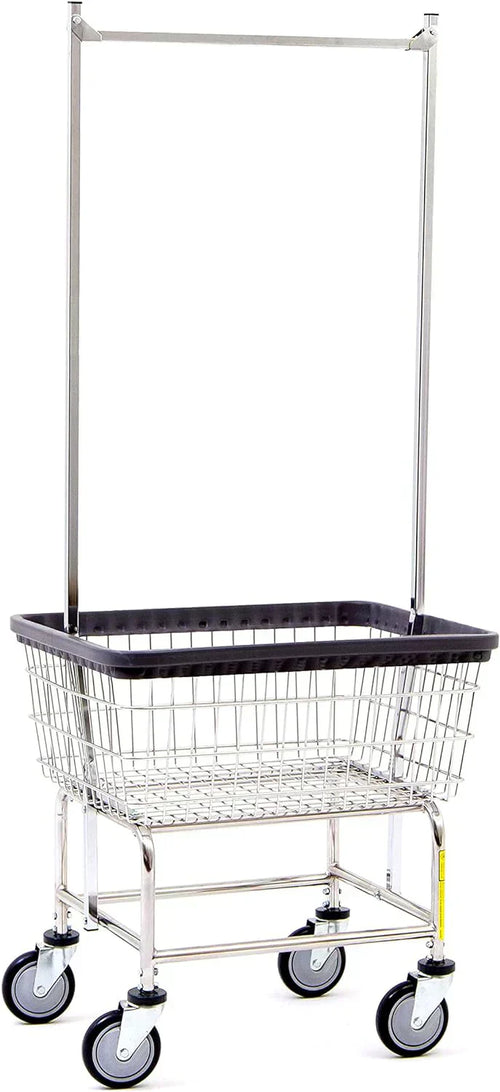 Heavy Duty Wire Laundry Cart with Double Rod Rack