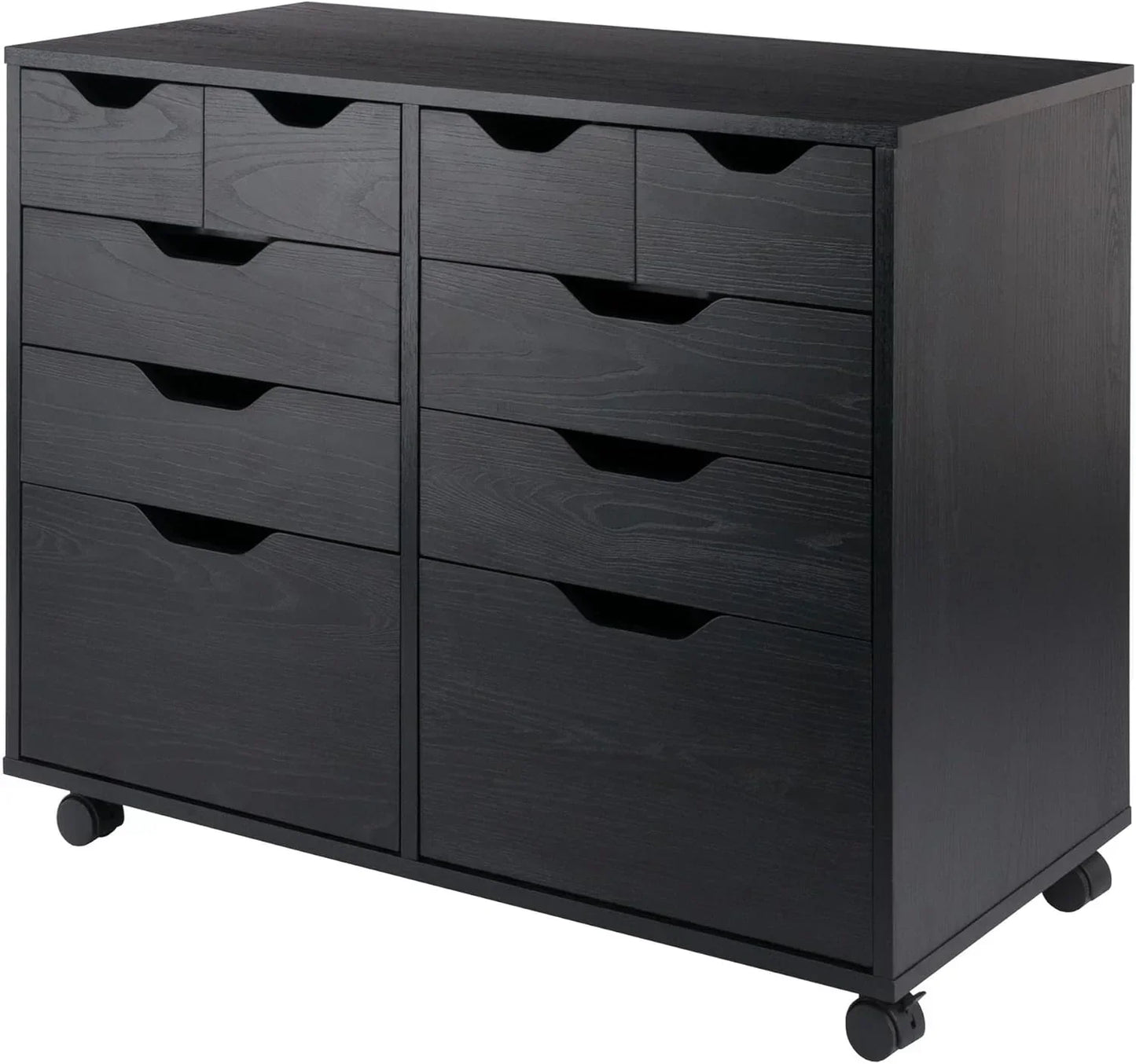 Halifax Storage Mobile Cabinets, 1 Door, 3 Drawers, 2 Wide Drawers, for Home Office, Black
