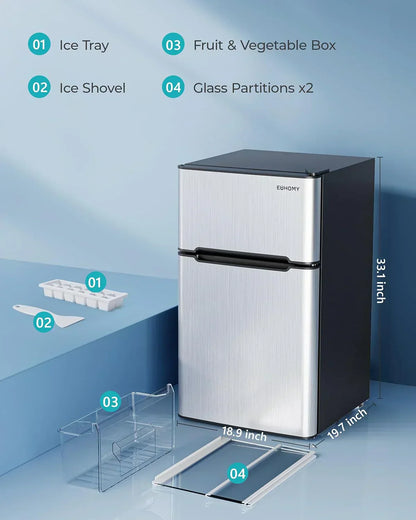 3.2 Cu.Ft Mini Fridge with Freezer – 2-Door Compact Refrigerator for Bedroom, Dorm, Office or Apartment, Silver3.2 Cu.Ft Mini Fridge with Freezer – 2-Door Compact Refrigerator for Bedroom, Dorm, Office or Apartment, Silver