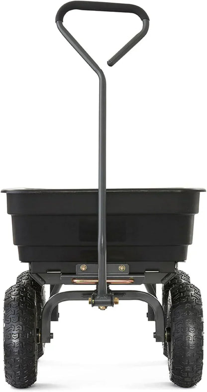 Heavy Duty Poly Utility Dump Wagon Garden Cart w/Pneumatic Tires, 6 Cu Ft - 1200 lb Capacity Outdoor Wheelbarrow for Yard, Landscaping & Gardening, Lawn Tractor or ATV Towable-Gorilla Carts