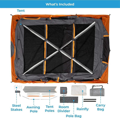 Straight Wall Cabin Tents | 10 Person / 11 Person / 12 Person Large Multi Room Family Tents for Car Camping & Outdoor Adventures
