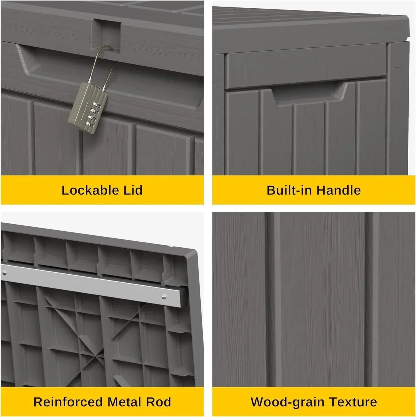 230 Gallon Deck Box, Outdoor Storage Box with Padlock