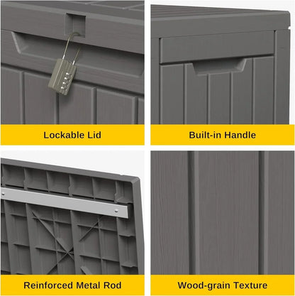 230 Gallon Deck Box, Outdoor Storage Box with Padlock