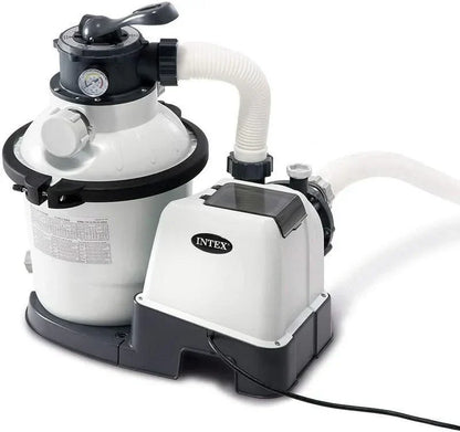 Intex 26651EG Krystal Clear 16 Inch 3,000 GPH Above Ground Pool Sand Filter Pump with Automatic Timer, GFCI, and 6 Function Control, Gray