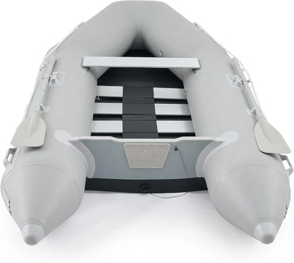 7.5ft Inflatable Dinghy Boat, 2 Person 660lb Transom Sport Tender Boat with Pump Aluminum Oars Floor, Heavy Duty Inflatable Raft Kayak for Adults