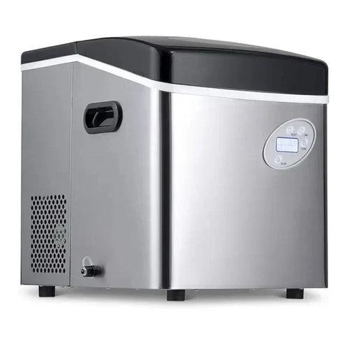 Portable Ice Maker 50 lb. Daily, 12 Cubes in Under 7 Minutes - Compact Countertop Design - 3 Size Bullet Shaped Ice - for Kitchen/Office/RV/Bar - Stainless Steel