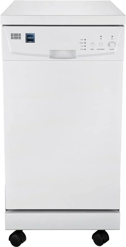 Portable Dishwasher, 18in Wide, 8 Place Settings Capacity, White