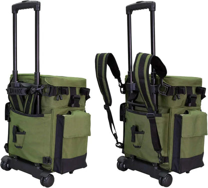 Elkton Outdoors Rolling Tackle Box with Wheels - Waterproof Rolling Fishing Backpack, 5 Removable Tackle Trays, 4 Rod Holders, Fishing Gifts for Men, Fish Tackle Bag, Roller Tackle Box