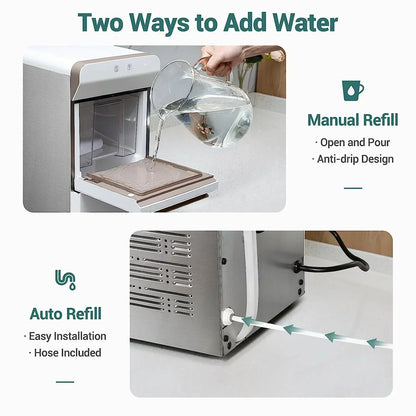 V2.0 Countertop Nugget Ice Maker | Self Cleaning Pellet Ice Maker | Open and Pour Refill | Stainless Steel Housing |