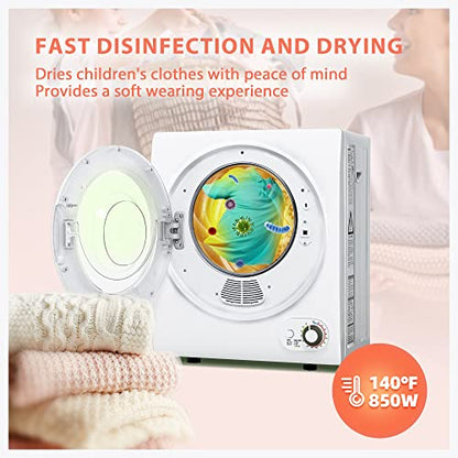 Portable Clothes Dryer 850W, 1.5 cu.ft, Compact & Quiet, Wall-Mountable, ETL Certified, Ideal for Small Spaces