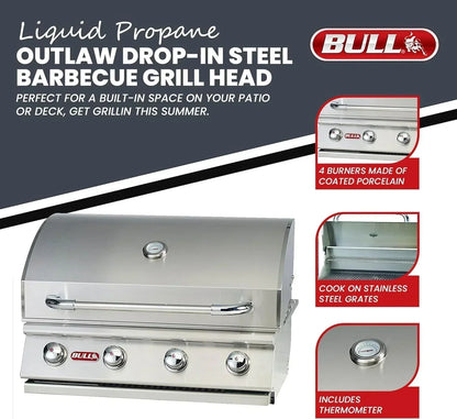 Natural Gas Outlaw Drop-In Grill Head in Stainless Steel